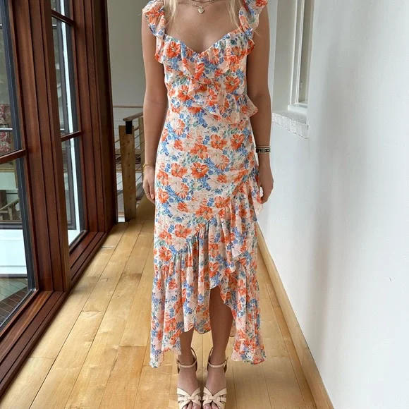 ASTR The Label Sweetheart Floral Ruffle Mido Dress size S - Picture 2 of 10